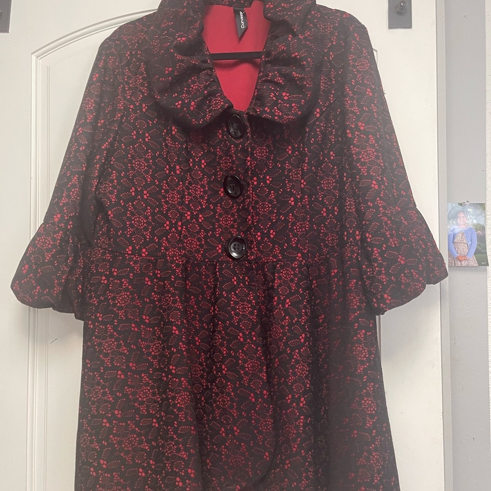 Elegant Black and Red Women's Coat